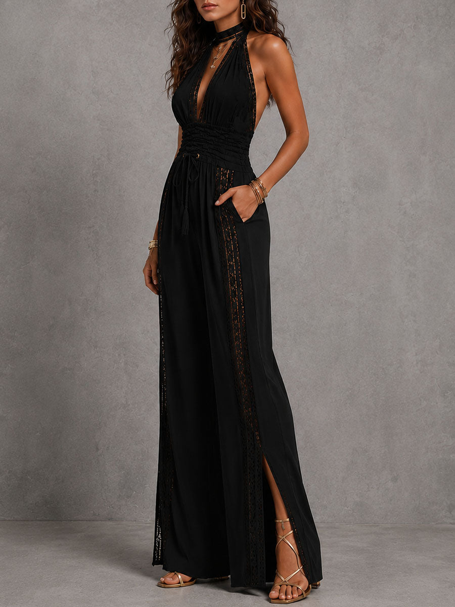 Valentina – Tuta Boho Nera Fluida